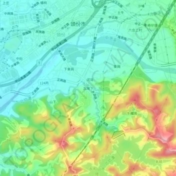 瓦窯下地形图、海拔、地势