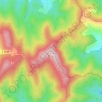 Le Taillefer地形图、海拔、地势