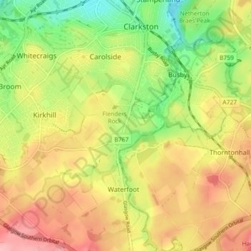 Millerston地形图、海拔、地势