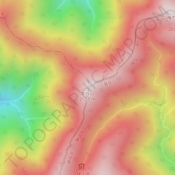 本谷山地形图、海拔、地势