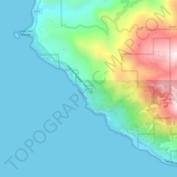 Gorda地形图、海拔、地势