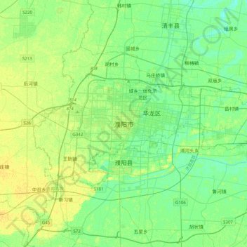 濮阳市地形图、海拔、地势