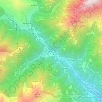 Fornaca地形图、海拔、地势