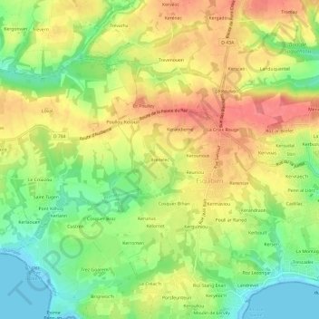Brenelec地形图、海拔、地势
