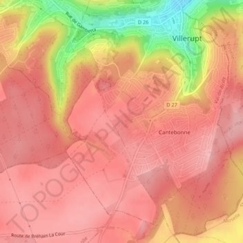 Saleille地形图、海拔、地势