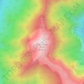 Charleston Peak地形图、海拔、地势