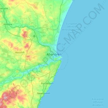 Aberdeen地形图、海拔、地势