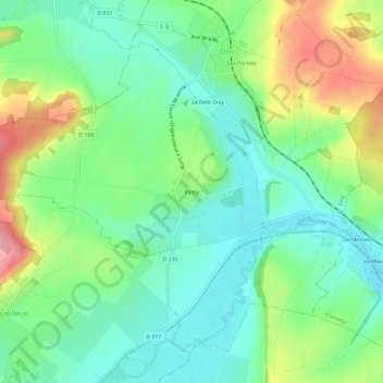 Paroy地形图、海拔、地势
