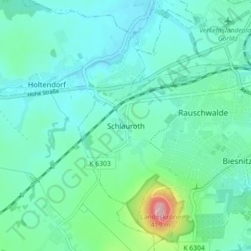 Schlauroth地形图、海拔、地势