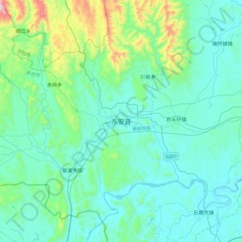 东安县地形图、海拔、地势