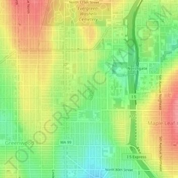 Licton Springs地形图、海拔、地势