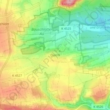 Dürrn地形图、海拔、地势