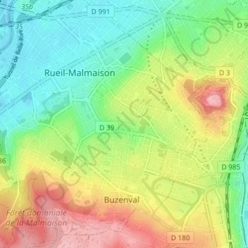 Les Taratres Rueil 4地形图、海拔、地势