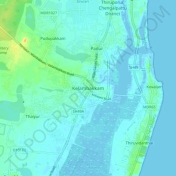 Kelambakkam地形图、海拔、地势