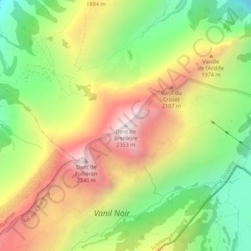 Dent de Brenleire地形图、海拔、地势