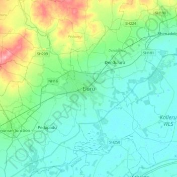 Eluru地形图、海拔、地势