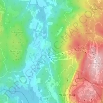 Bjelkerud地形图、海拔、地势