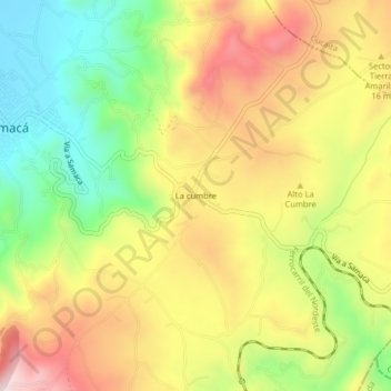 La cumbre地形图、海拔、地势