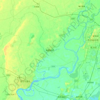 梅里斯区地形图、海拔、地势