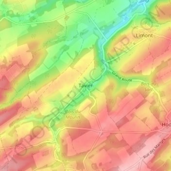 Tavier地形图、海拔、地势