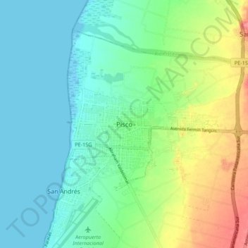 Pisco地形图、海拔、地势