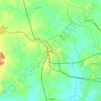 Jasidih地形图、海拔、地势