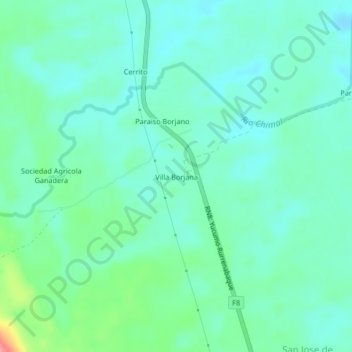 Villa Borjana地形图、海拔、地势