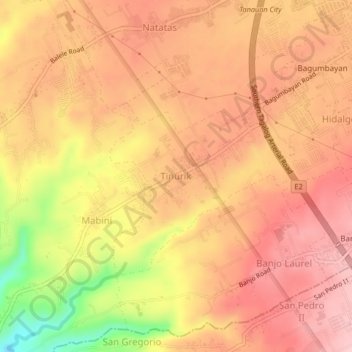 Tinurik地形图、海拔、地势