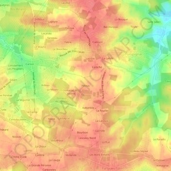 Pétrus地形图、海拔、地势