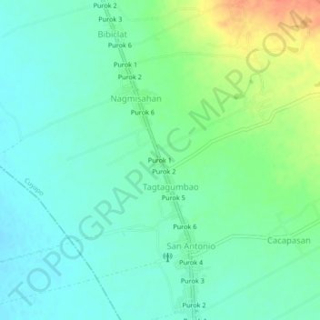 Purok 1地形图、海拔、地势
