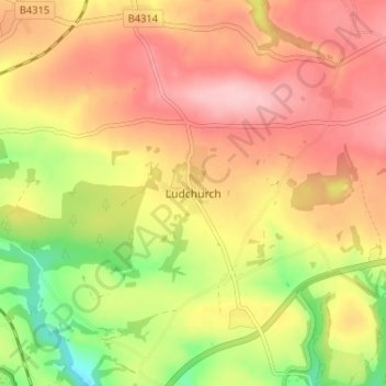 Ludchurch地形图、海拔、地势