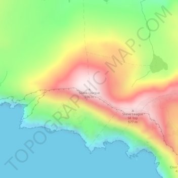 Slieve League地形图、海拔、地势