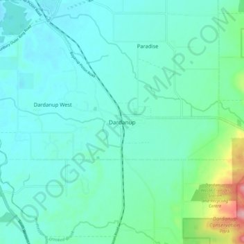 Dardanup地形图、海拔、地势