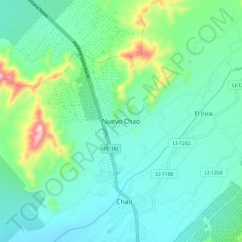 Nuevo Chao地形图、海拔、地势
