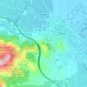 Tossal de la Creu地形图、海拔、地势