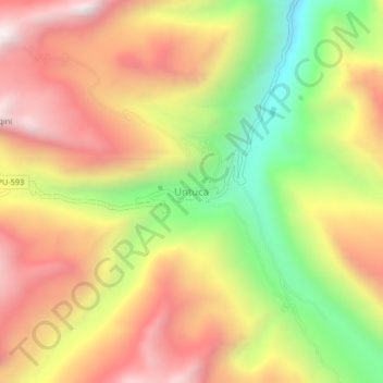 Untuca地形图、海拔、地势