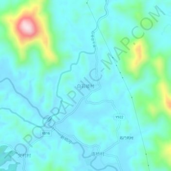白石坡村地形图、海拔、地势