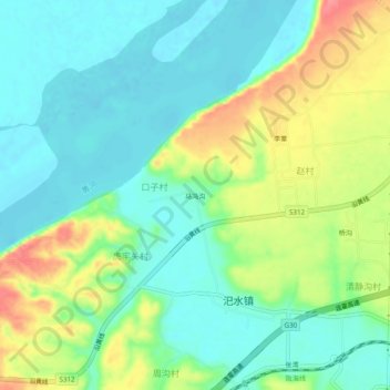 马冯沟地形图、海拔、地势