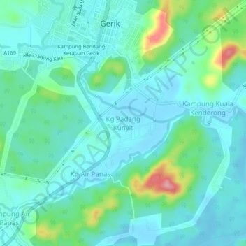 Kg Padang Kunyit地形图、海拔、地势
