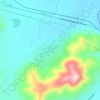 Santa Maria Citendeje地形图、海拔、地势