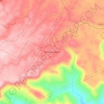 Emiliano Zapata地形图、海拔、地势