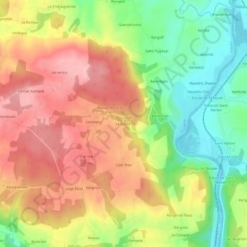 Le Goslen地形图、海拔、地势