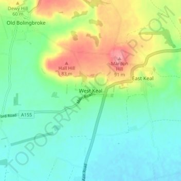 West Keal地形图、海拔、地势