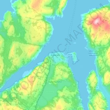 希尔克内斯地形图、海拔、地势