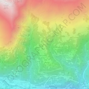 Ruà地形图、海拔、地势