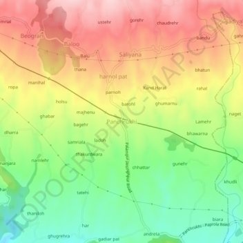 Panchrukhi地形图、海拔、地势