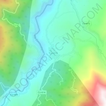 Yuveni地形图、海拔、地势