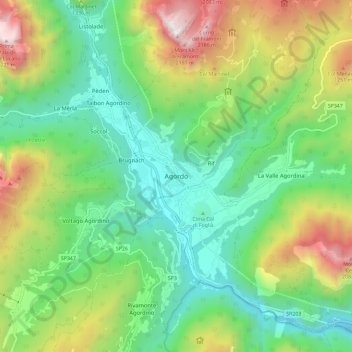 Agordo - Agort地形图、海拔、地势