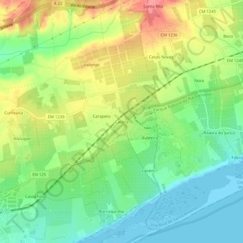 Caiana地形图、海拔、地势