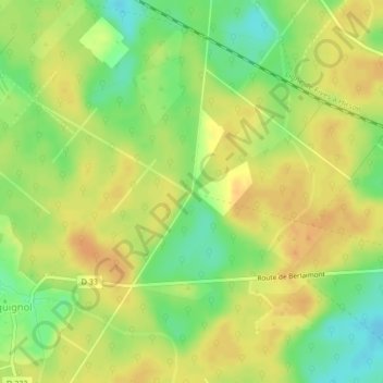 Carrefour de la Roulie aux Equettes地形图、海拔、地势
